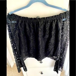 H&M off the shoulder black lace top